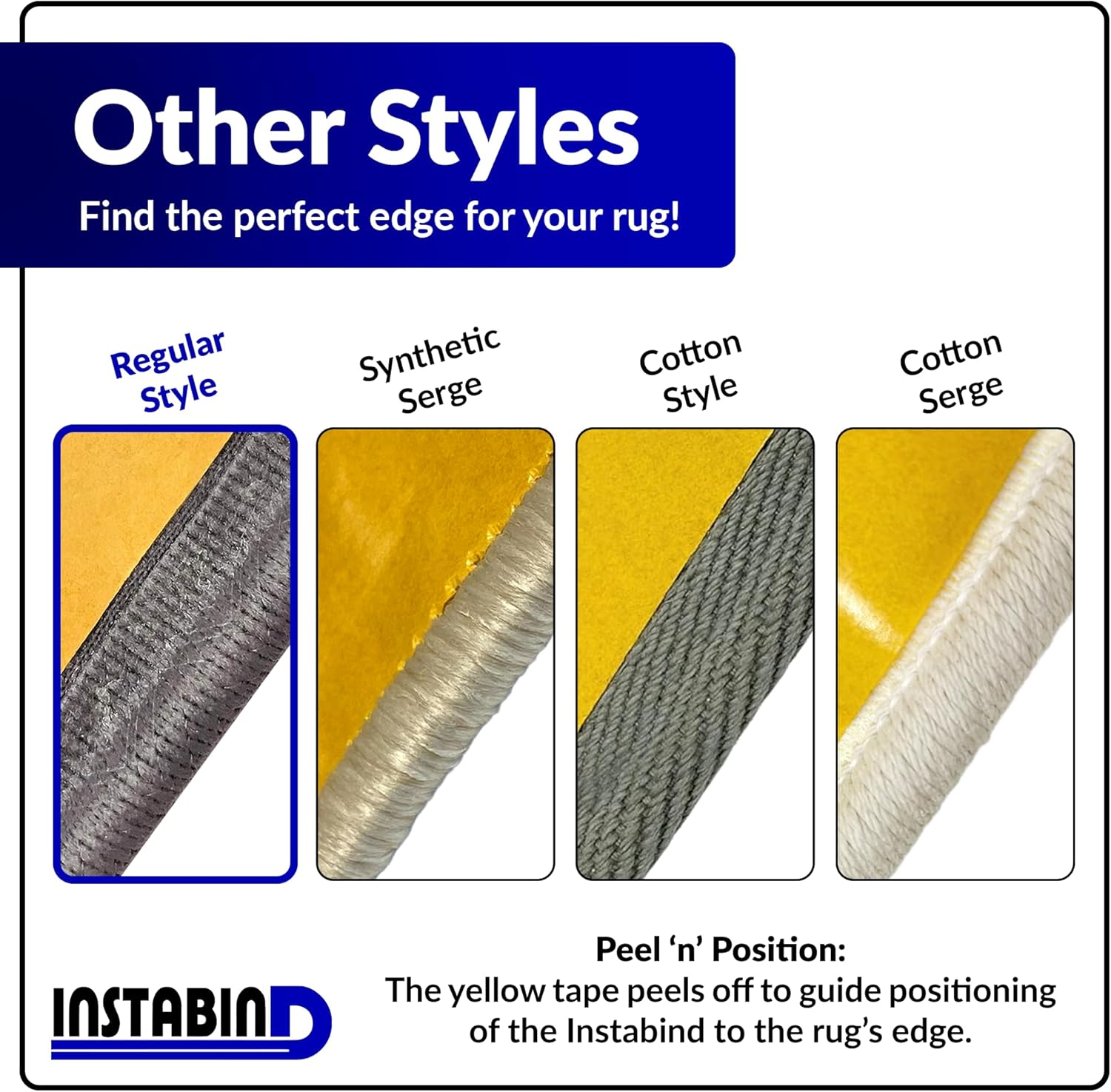 Instabind 54 ft Roll Premium Carpet Edge Binding – Regular Style Carpet Edge Trim for Do-It-Yourself Rug Edging- with Durable Hold & Easy Finishing for Rug Edges - USA Made Flooring Products, Grey